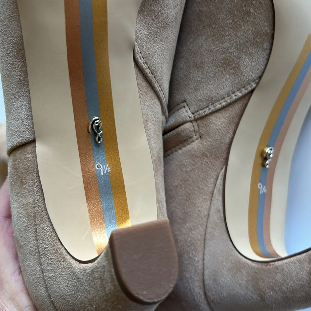 Sam Edelman Molly Suede Leather Knee High Nude Kitten Heel Boots (WIDE CALF) - Picture 3 of 11